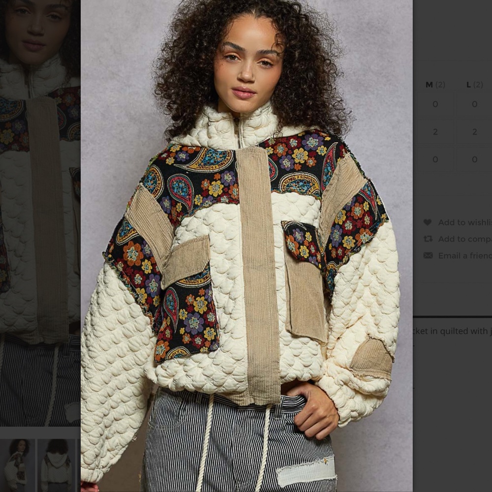 POL “ Aria “ POL Quilted Mock Neck Jacket with Jacquard Contrast 81 - Picture 1 of 4